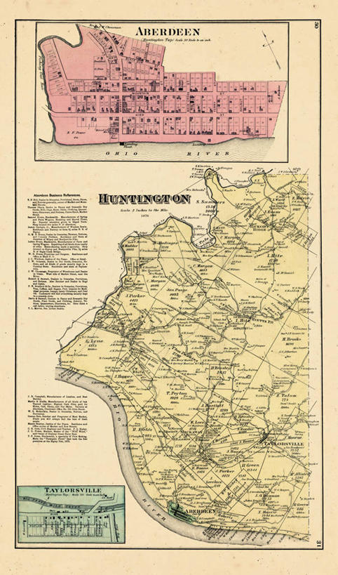 无人,竖图,地图,城镇,历史,古董,俄亥俄州,亨廷顿,彩图,地图学