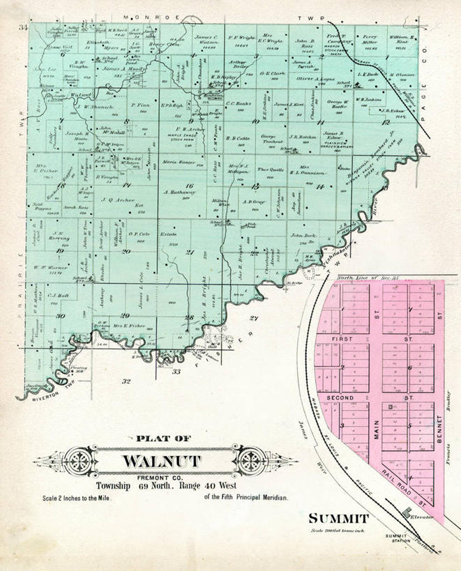 无人,竖图,地图,城镇,历史,古董,胡桃,彩图,地图学,爱荷华