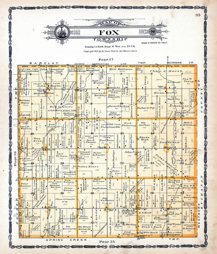 无人,竖图,狐狸,地图,历史,古董,彩图,地图学,爱荷华