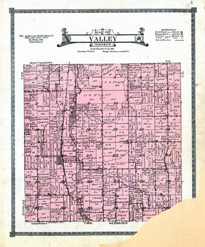 无人,竖图,地图,山谷,历史,古董,彩图,地图学,爱荷华