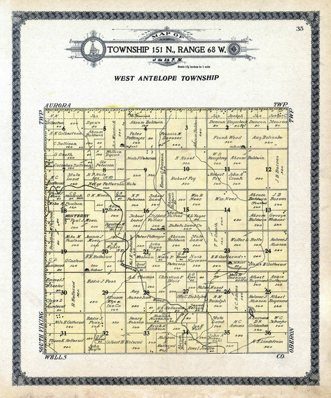 无人,竖图,地图,历史,古董,北达科他州,彩图,地图学