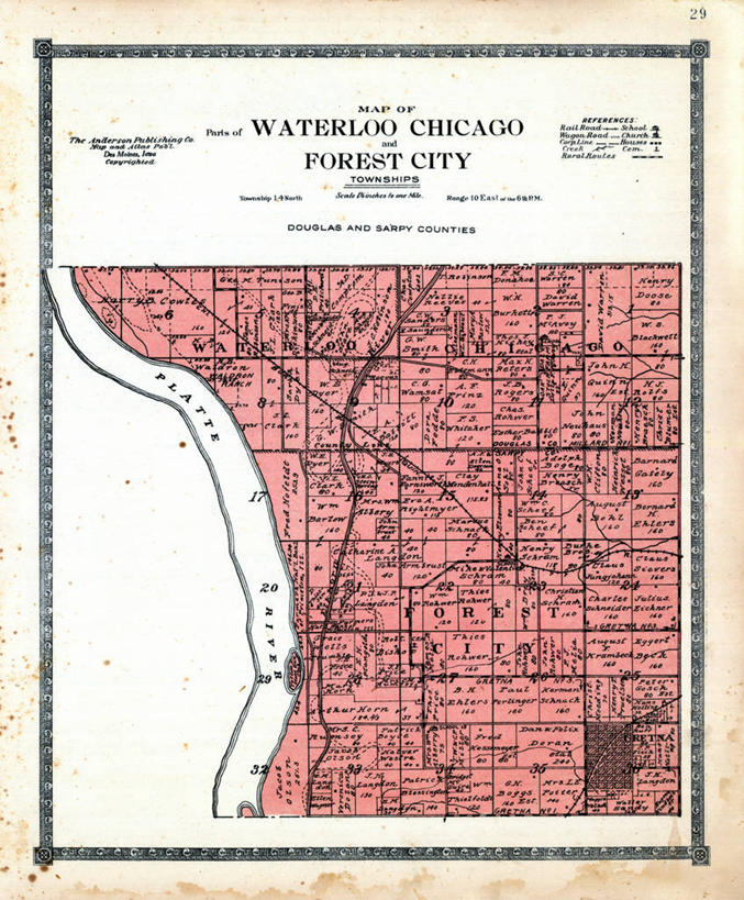 无人,竖图,森林,地图,历史,古董,芝加哥市,内布拉斯加,彩图,地图学