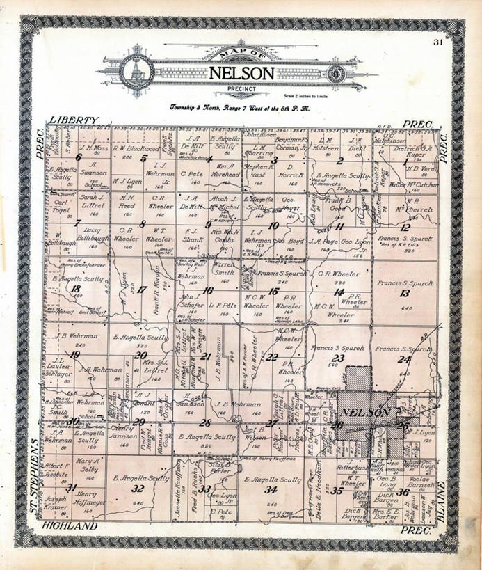 无人,竖图,地图,历史,古董,内布拉斯加,尼尔森,彩图,地图学