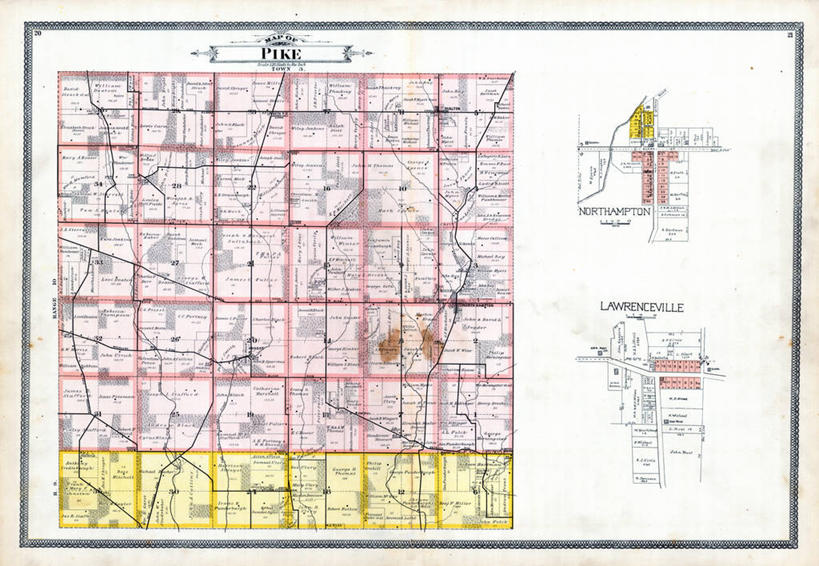 无人,横图,地图,城镇,历史,古董,长矛,俄亥俄州,彩图,地图学