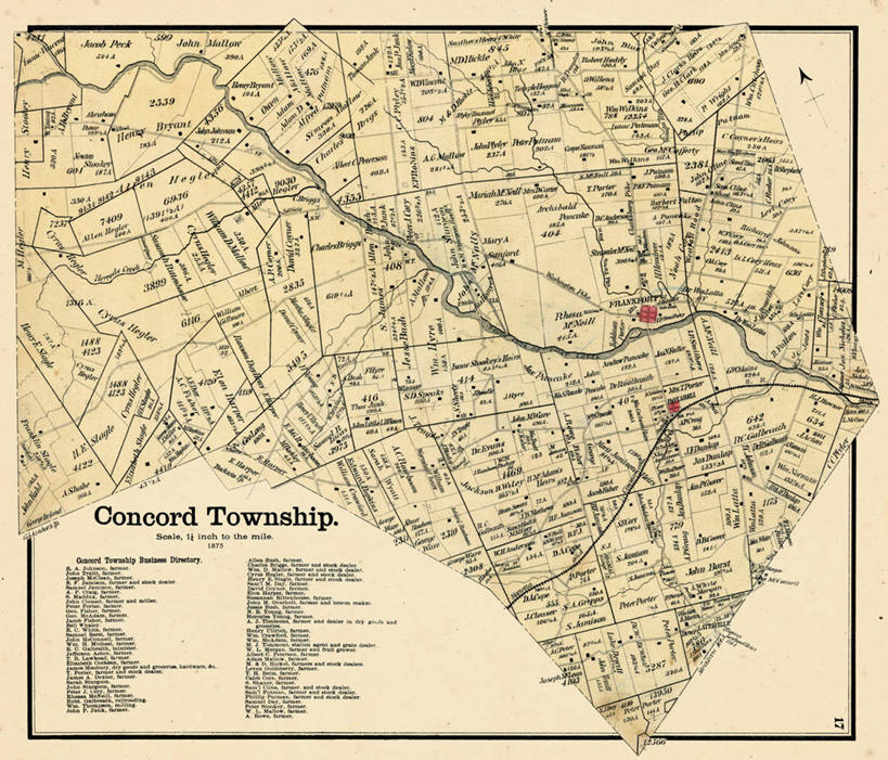 无人,横图,地图,历史,古董,俄亥俄州,康科德,彩图,地图学