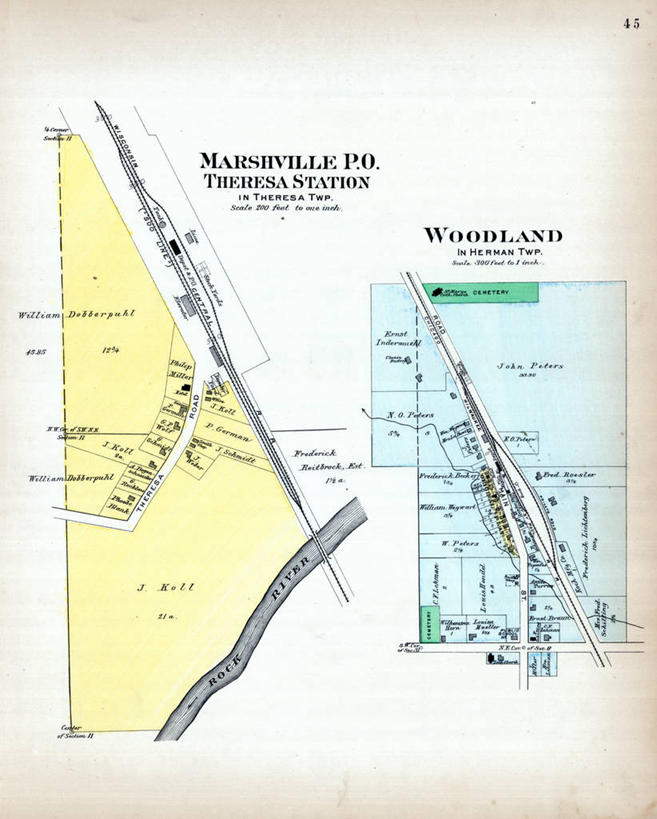 无人,竖图,树林,地图,城镇,历史,古董,威斯康星,彩图,地图学