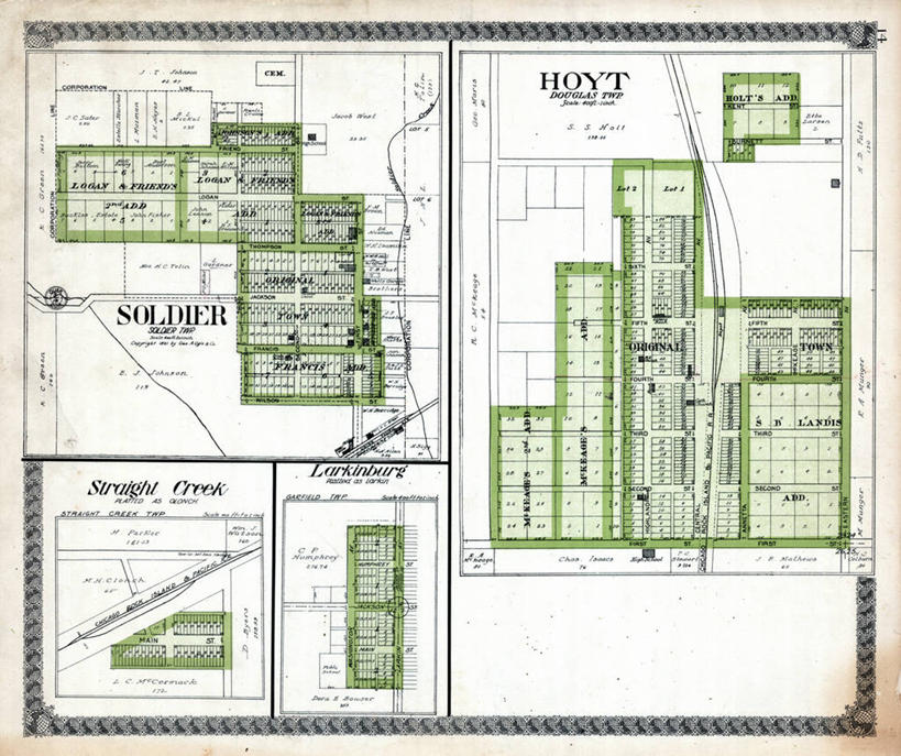 无人,横图,地图,士兵,城镇,历史,古董,堪萨斯,彩图,地图学