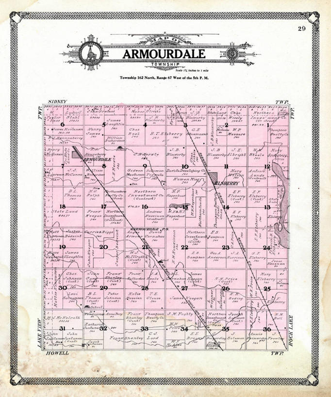 无人,竖图,地图,历史,古董,北达科他州,彩图,地图学