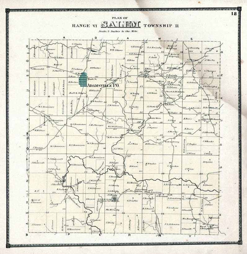 无人,竖图,地图,历史,古董,俄亥俄州,塞伦,彩图,地图学