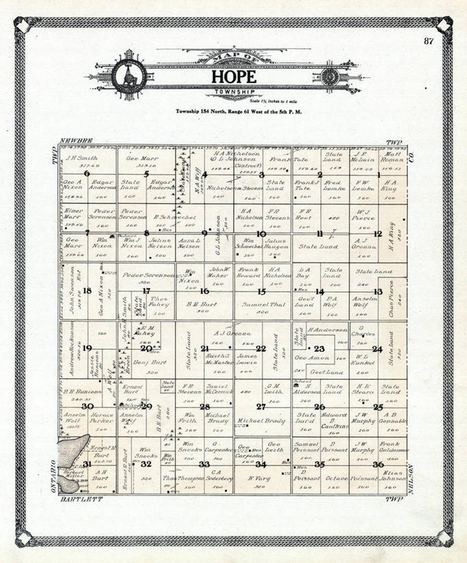 无人,竖图,地图,历史,古董,北达科他州,彩图,地图学