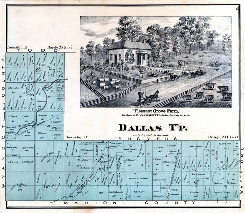 无人,横图,地图,历史,古董,俄亥俄州,达拉斯市,彩图,地图学