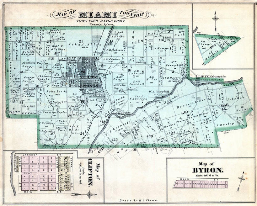 无人,横图,地图,城镇,历史,古董,俄亥俄州,迈阿密,彩图,地图学