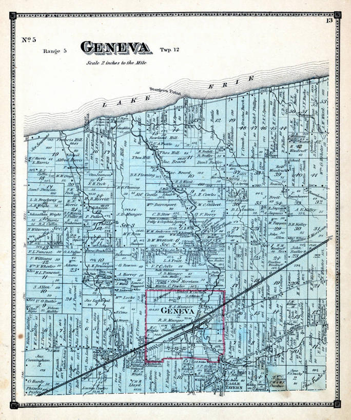 无人,竖图,地图,历史,古董,北美,俄亥俄州,伊利湖,彩图,地图学