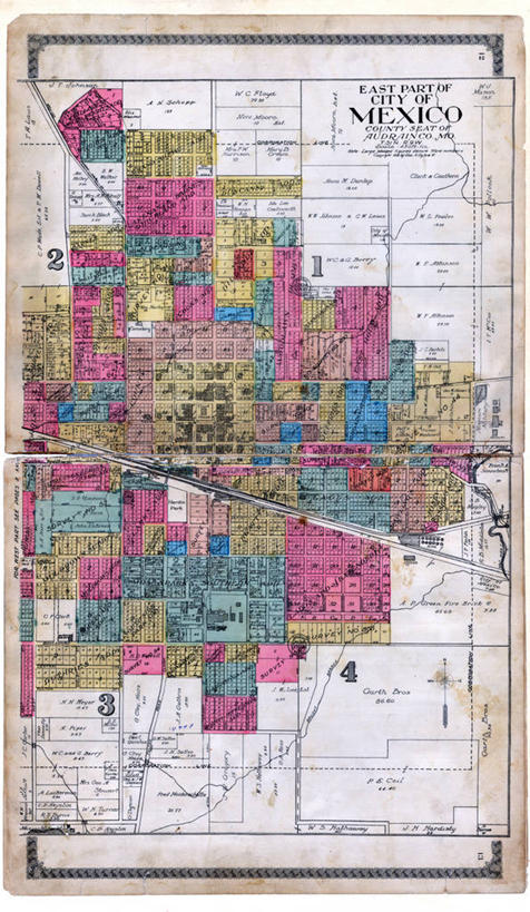无人,竖图,地图,城镇,首都,历史,古董,墨西哥城,密苏里,彩图,地图学