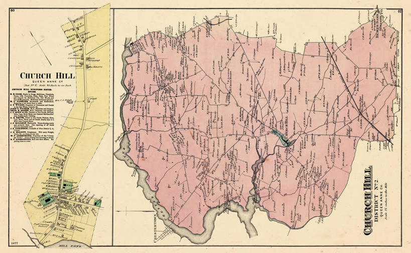 无人,教堂,横图,地图,历史,古董,马里兰,彩图,地图学