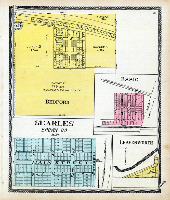 无人,竖图,地图,城镇,历史,古董,明尼苏达,利文沃斯,贝德福德,彩图,地图学