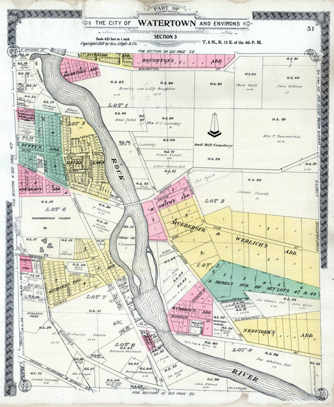 无人,竖图,地图,城镇,历史,墓地,水城,古董,威斯康星,彩图,地图学