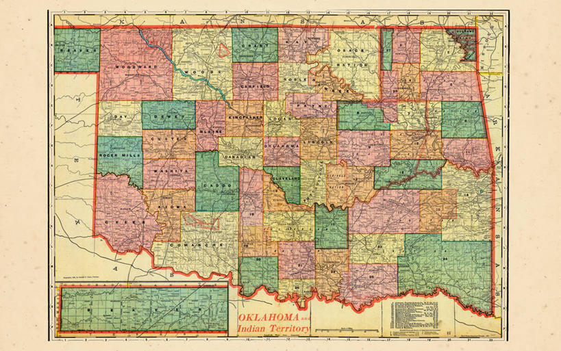 无人,横图,地图,美国,历史,古董,北美,北美洲,美洲,北亚美利加洲,亚美利加洲,俄克拉何马,俄克拉何马州,俄克拉荷马州,奥克拉荷马,抢先之州,彩图,美利坚合众国,地图学
