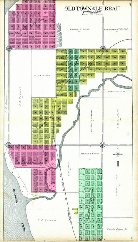 无人,竖图,地图,城镇,古城,历史,古董,南达科他州,彩图,地图学