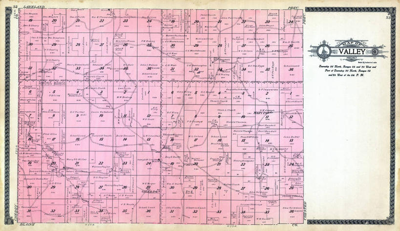 无人,横图,地图,山谷,历史,古董,内布拉斯加,彩图,地图学