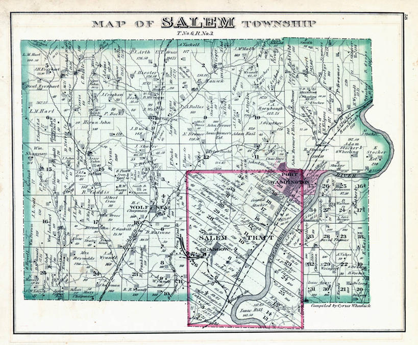 无人,横图,地图,历史,古董,俄亥俄州,塞伦,彩图,地图学