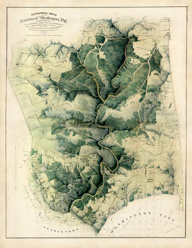 无人,竖图,地图,城镇,首都,历史,古董,华盛顿特区,彩图,地图学