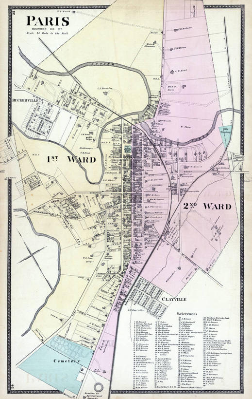 无人,竖图,地图,巴黎,城镇,历史,古董,肯塔基州,彩图,地图学