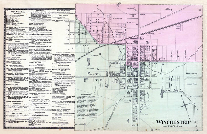无人,横图,地图,城镇,历史,古董,肯塔基州,彩图,地图学