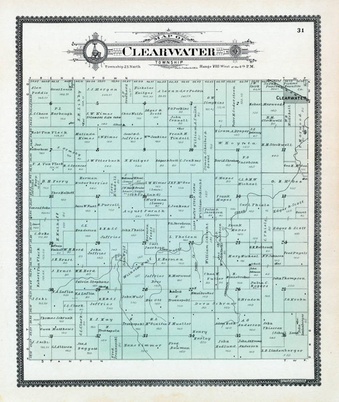 无人,竖图,地图,历史,古董,内布拉斯加,清水市,彩图,地图学