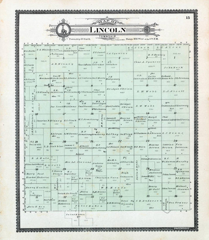 无人,竖图,地图,历史,古董,林肯,内布拉斯加,彩图,地图学