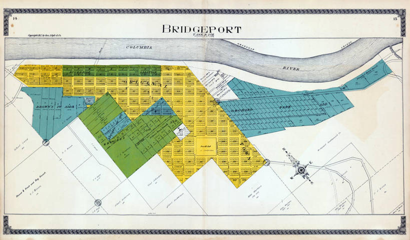 无人,横图,地图,城镇,历史,古董,华盛顿州,布里奇波特,彩图,地图学