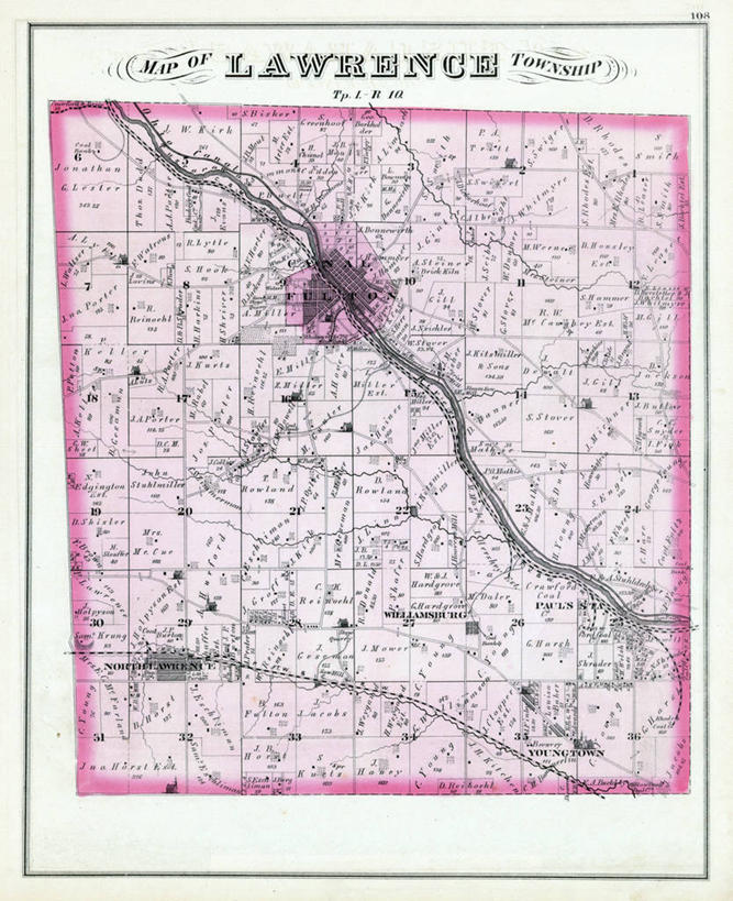 无人,竖图,地图,历史,古董,俄亥俄州,威廉斯堡,彩图,地图学