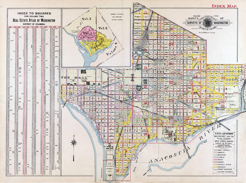 无人,横图,地图,城镇,首都,历史,古董,白宫,华盛顿特区,彩图,地图学