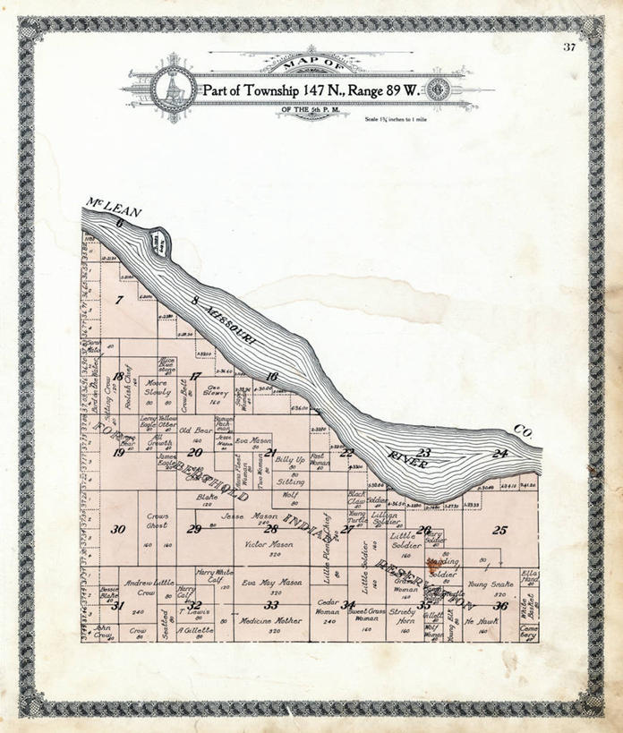 无人,竖图,地图,历史,古董,北达科他州,印第安保留地,彩图,地图学