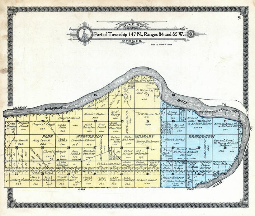 无人,横图,地图,历史,古董,北达科他州,密苏里河,彩图,地图学
