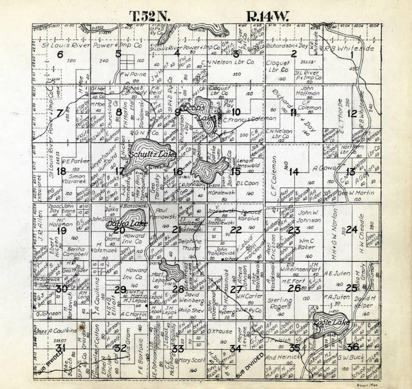 无人,横图,湖,地图,历史,古董,明尼苏达,彩图,地图学