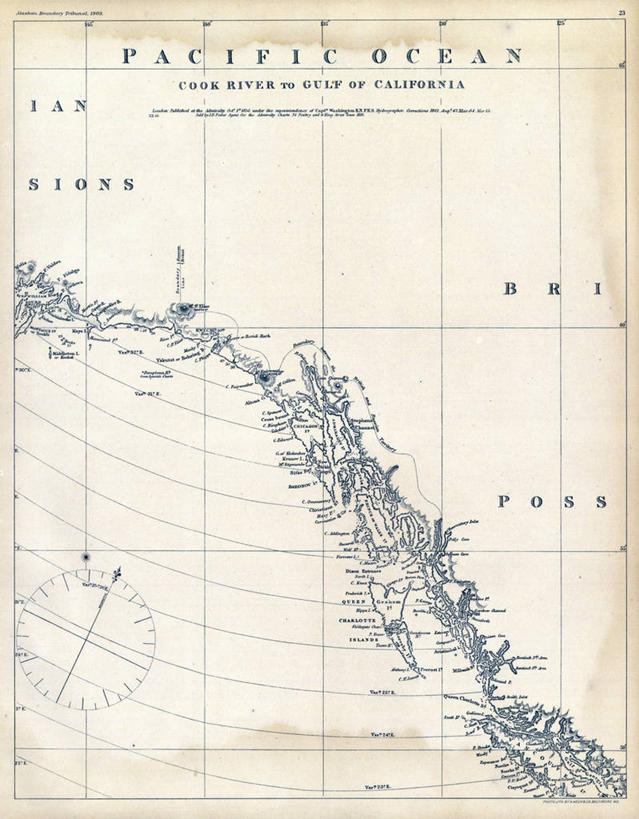 无人,竖图,地图,太平洋,阿拉斯加,彩图,地图学