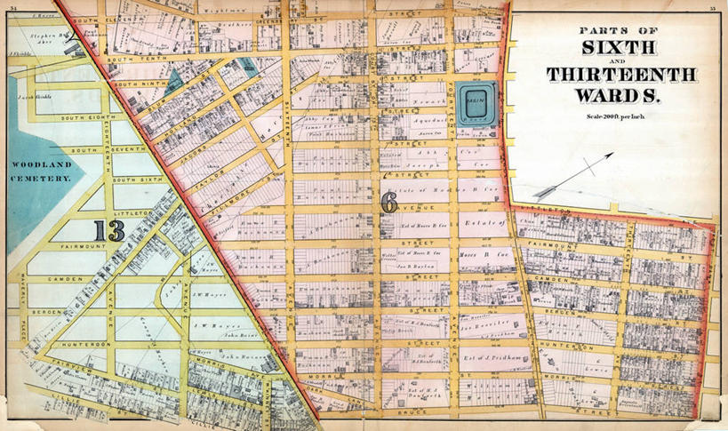 无人,横图,地图,城镇,历史,古董,纽瓦克,新泽西,彩图,地图学