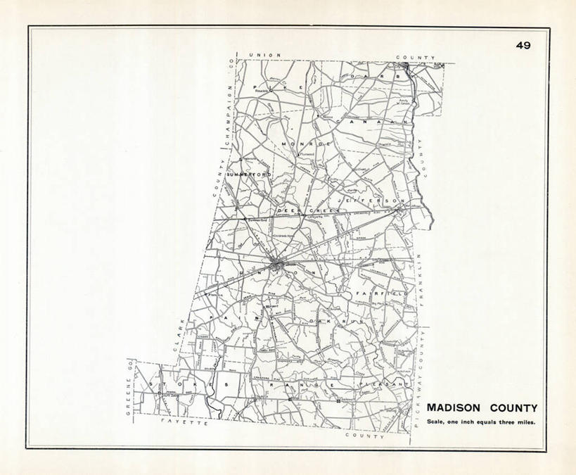 无人,横图,地图,历史,古董,俄亥俄州,彩图,麦迪逊县,地图学