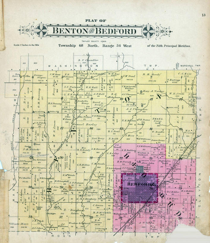 无人,竖图,地图,历史,古董,贝德福德,彩图,地图学,爱荷华