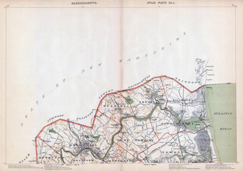 无人,横图,地图,历史,古董,索尔兹伯里,马萨诸塞,彩图,地图学
