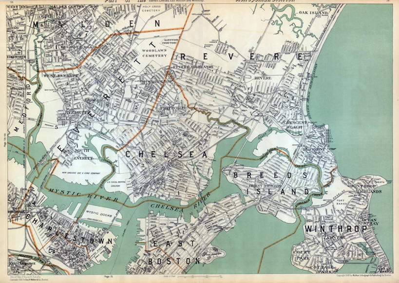 无人,横图,地图,城镇,历史,古董,马萨诸塞,查尔斯顿,彩图,地图学