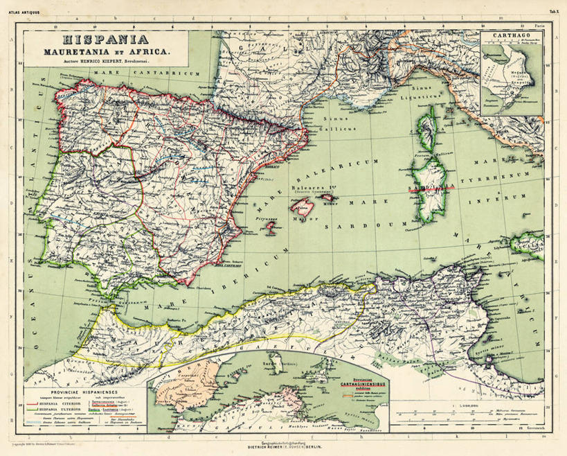 无人,横图,地图,法国,西班牙,葡萄牙,欧洲,非洲,阿尔及利亚,利比亚,摩洛哥,突尼斯,亚洲,历史,古董,彩图,地图学