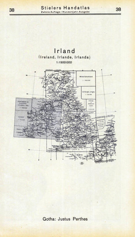 无人,竖图,地图,爱尔兰,历史,古董,彩图,地图学