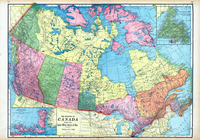 无人,横图,北极,地图,加拿大,历史,古董,纽芬兰,彩图,多义词,地图学