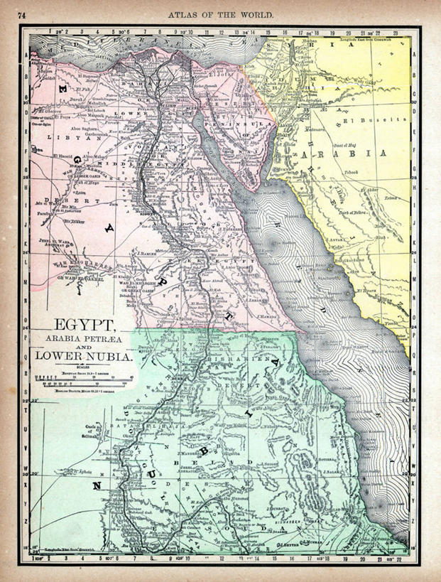 无人,竖图,地图,埃及,历史,古董,中东,彩图,地图学