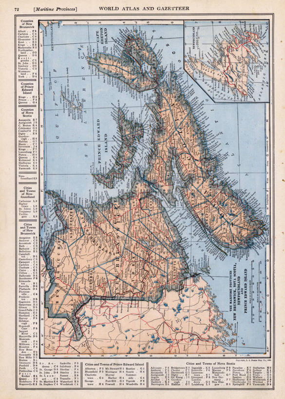 无人,竖图,地图,历史,古董,新斯科舍,爱德华王子岛,纽芬兰,彩图,纽宾士域,地图学