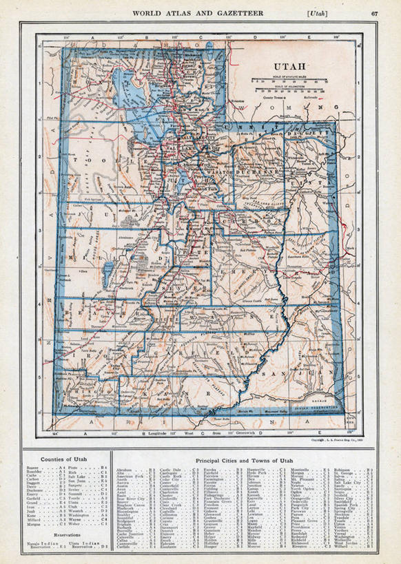 无人,竖图,地图,历史,古董,犹他,彩图,地图学