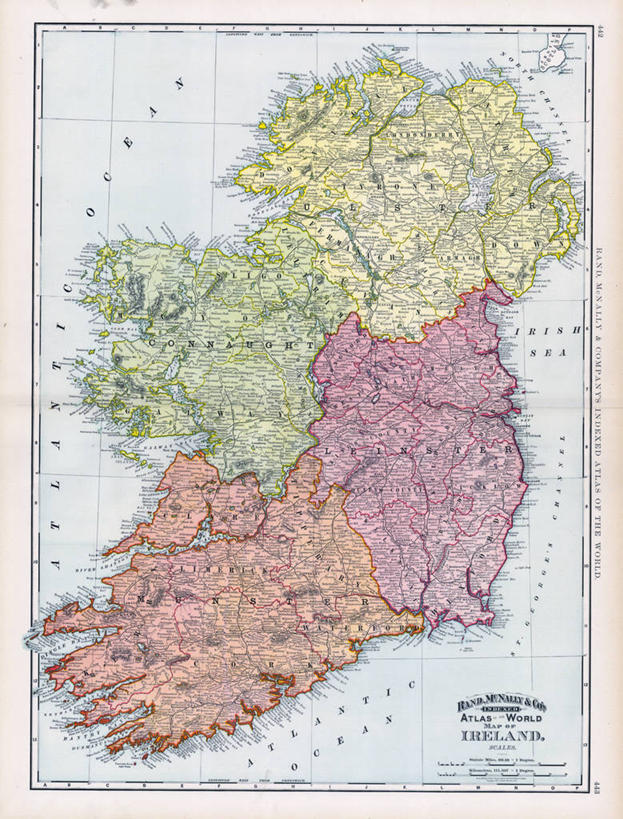 无人,竖图,地图,爱尔兰,历史,古董,彩图,地图学