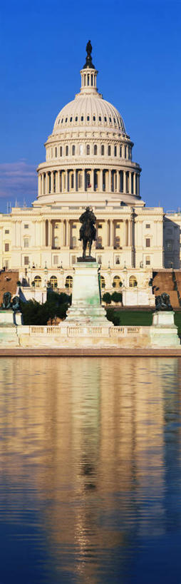 无人,竖图,全景,室外,白天,日落,城市,建筑,美国,雕像,首都,历史,国会大厦,蓝色,天空,地标建筑,摄影,政府大楼,圆顶建筑,政治,华盛顿特区,彩图